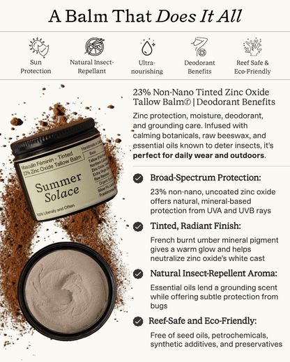 23% Non-Nano Zinc (USP) Tinted Tallow Balm | Deodorant Benefits | Scented